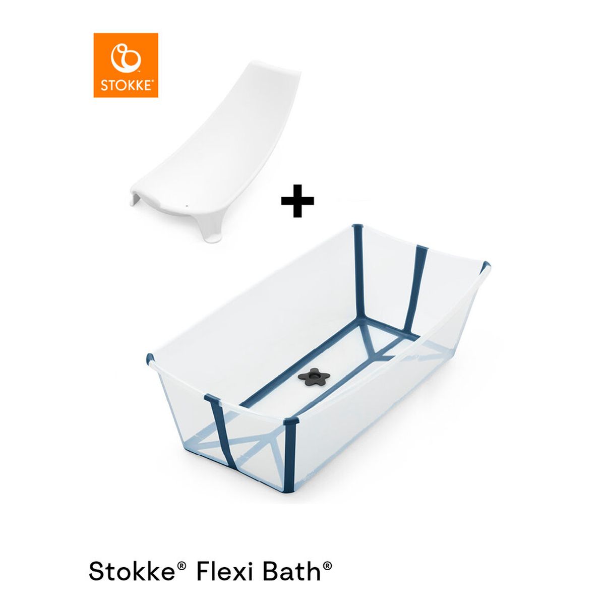 Flexi Bath X-Large og Newborn support Sampak Transparent Blå