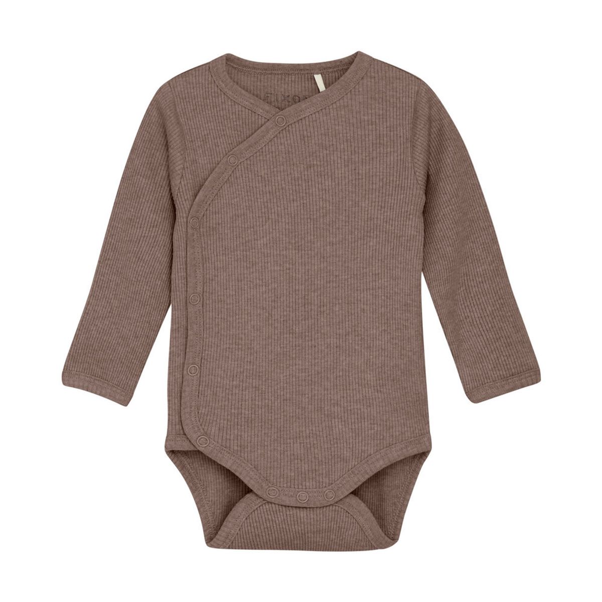 Slå-om Body langærmet Mélange Rib - Deep Taupe - 62