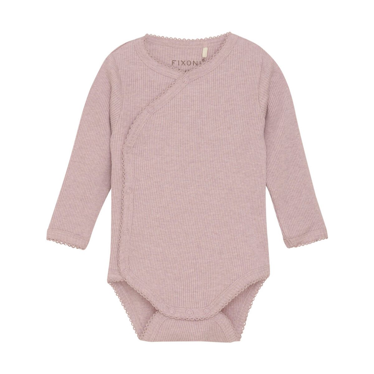 Slå-om Body langærmet Mélange Rib - Pale Mauve - 74