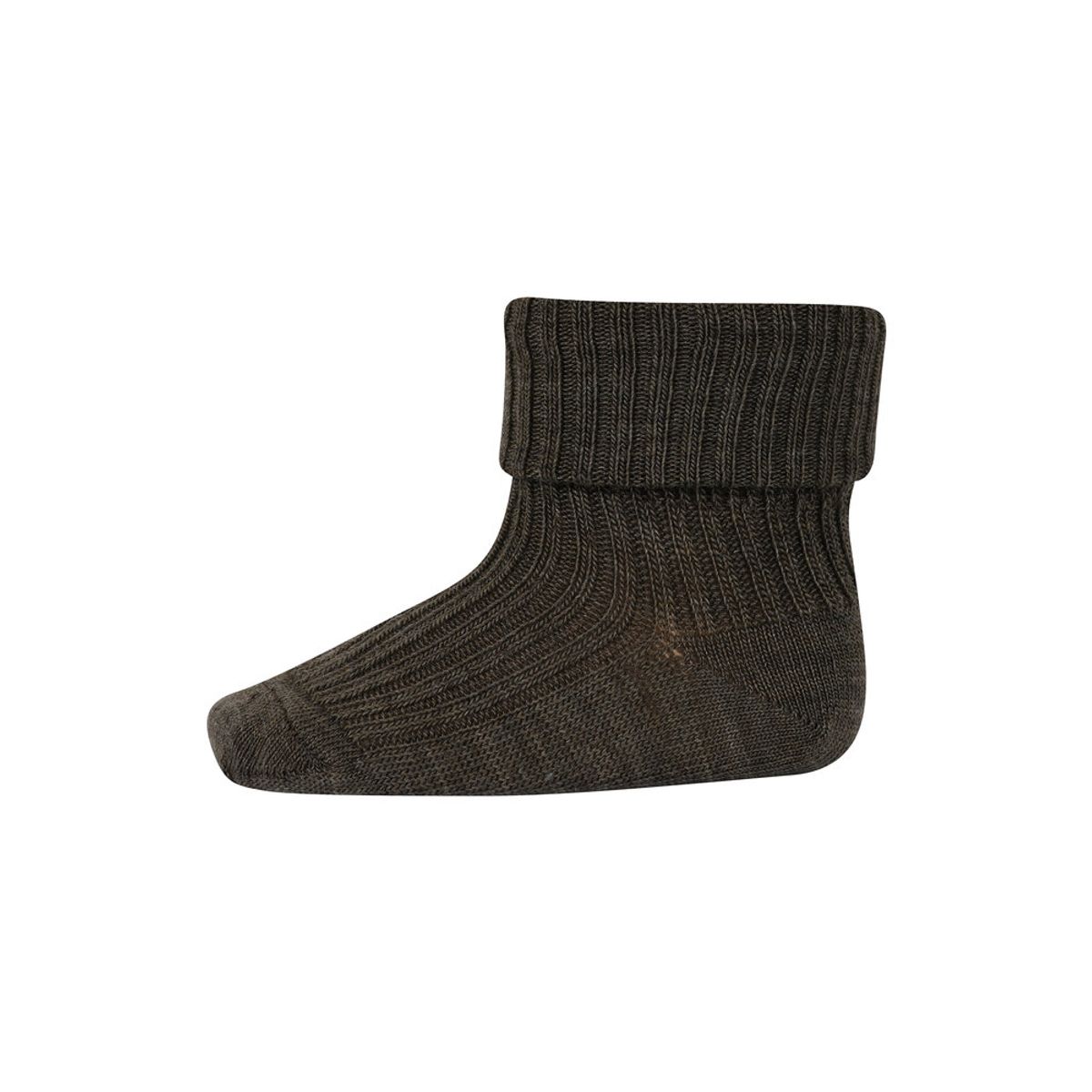 Uld Ankelstrømpe Rib - Brown Melange - 19/21