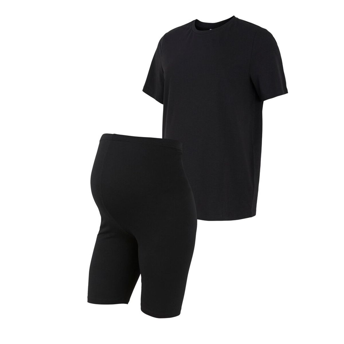 Sally solid t-shirt & shorts sæt - BLACK - L