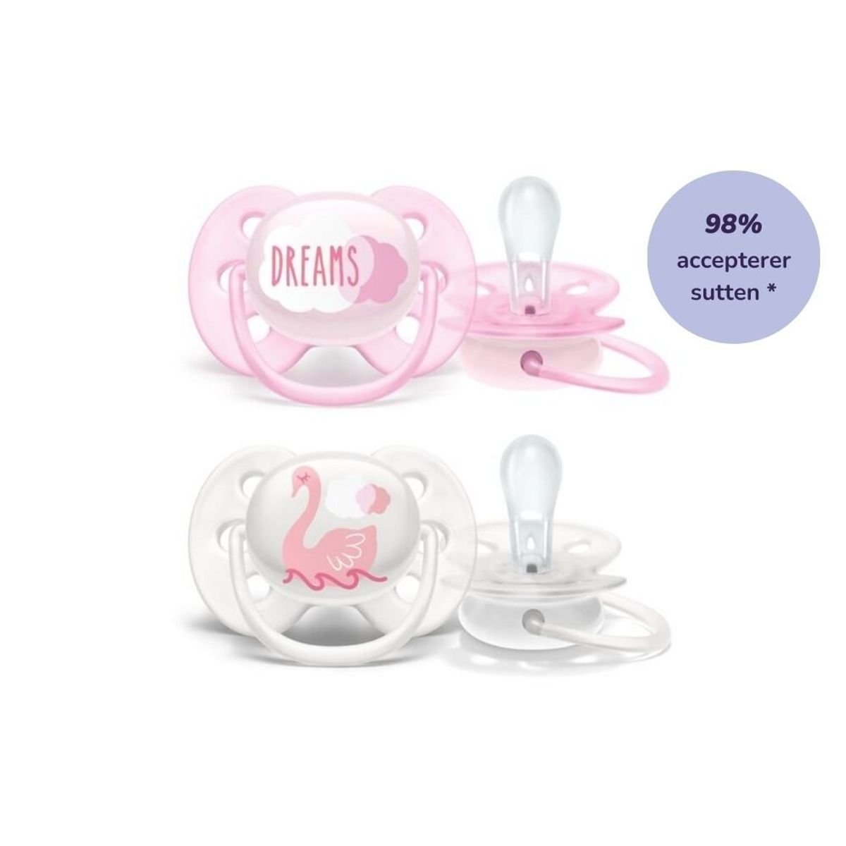 2 pk. Ultra soft sutter 0-6 mdr. - pink