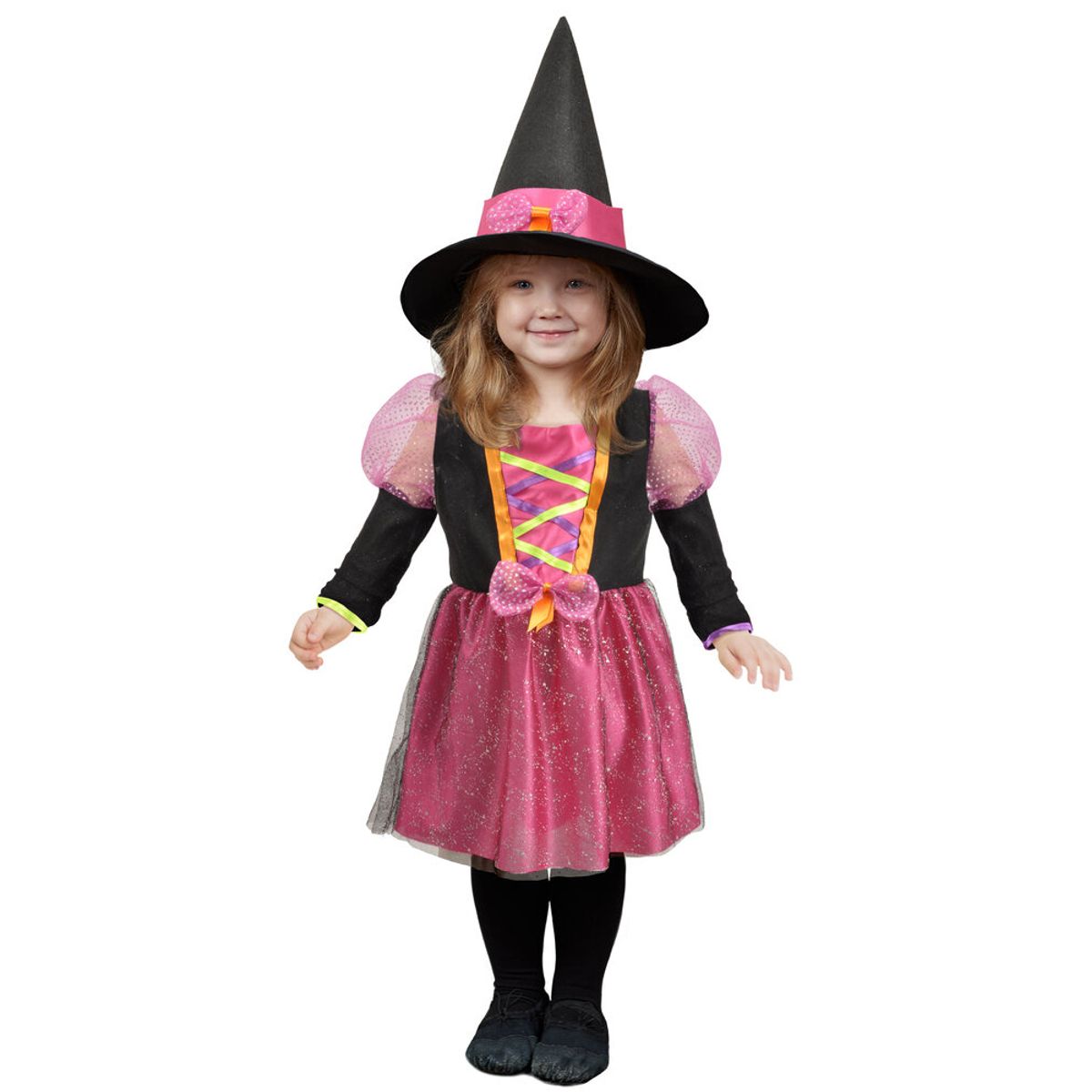 Witchy kostume - ROSA/SORT - 3-4 ÅR