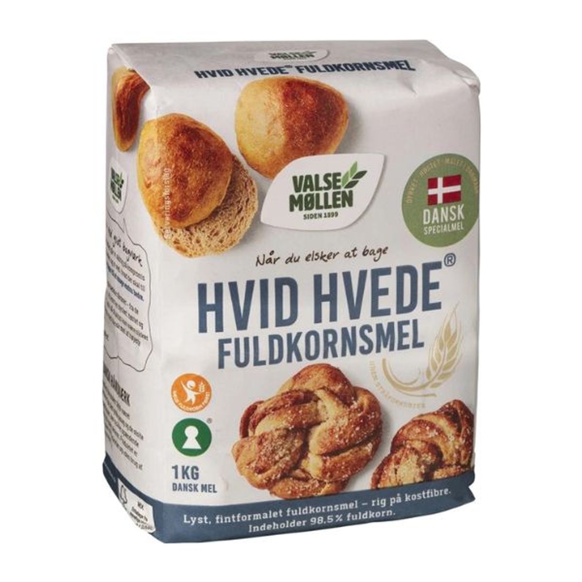 Hvedemel Fuldkorn Hvid Valsemøllen 1kg