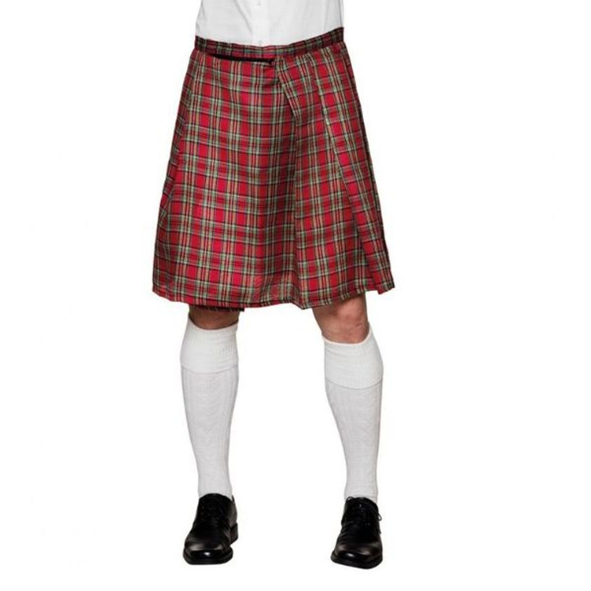 Kilt/skotsk Rødternet Nederdel Onesize