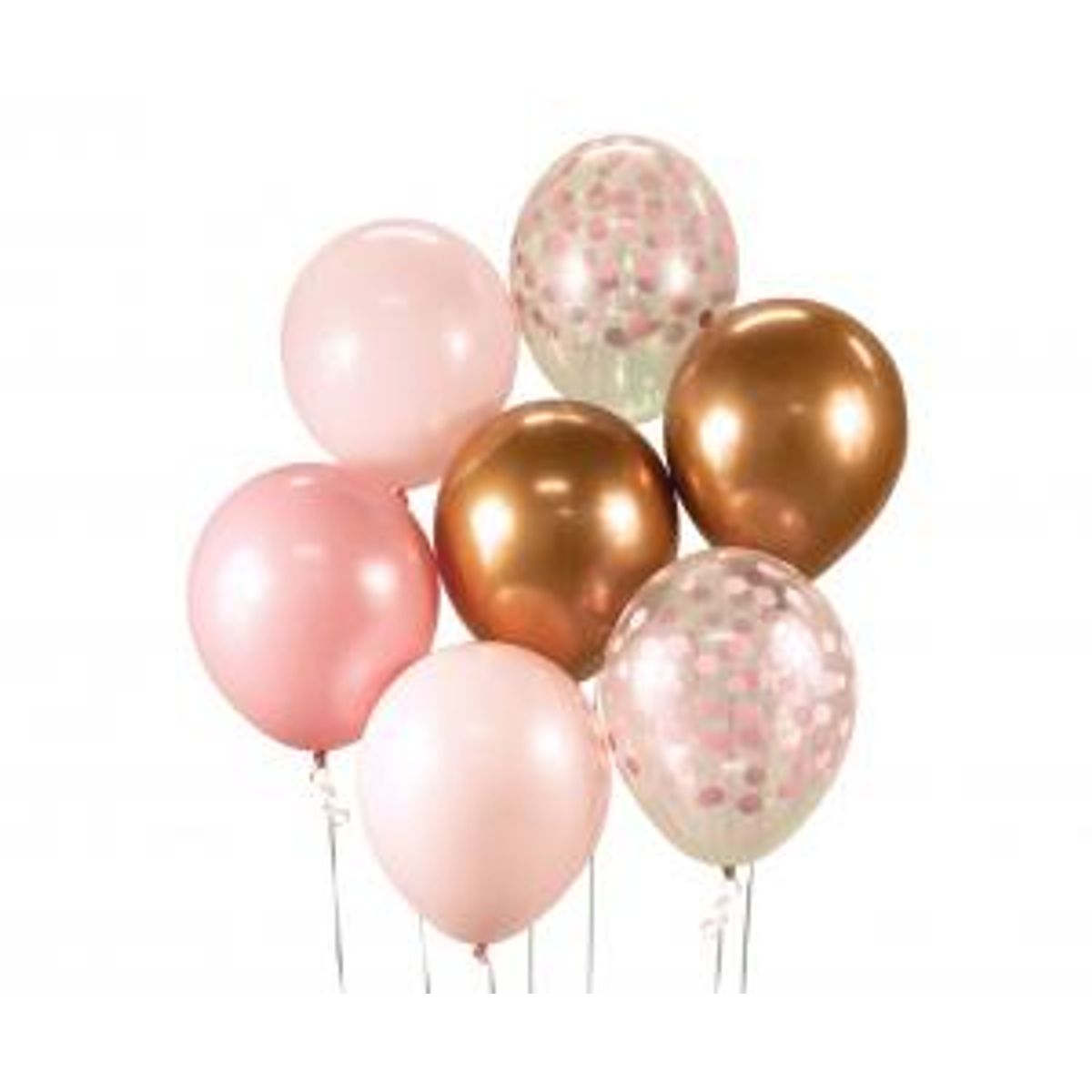 Ballonbuket Pink Og Kobber 7 Stk.