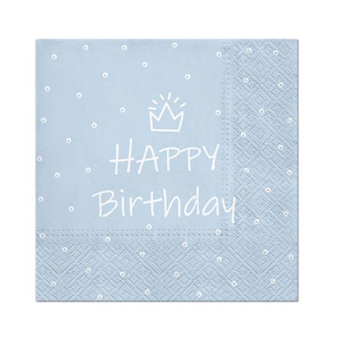 Servietter ' Happy Birthday' Lys Blå 33 x 33 Cm 20 Stk.