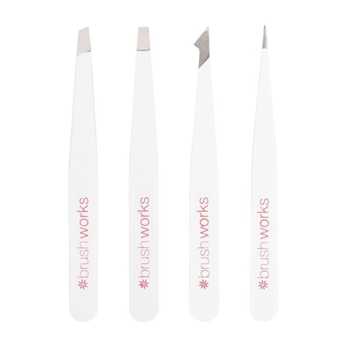 BrushWorks - HD 4 Piece Combination Tweezer Set - White