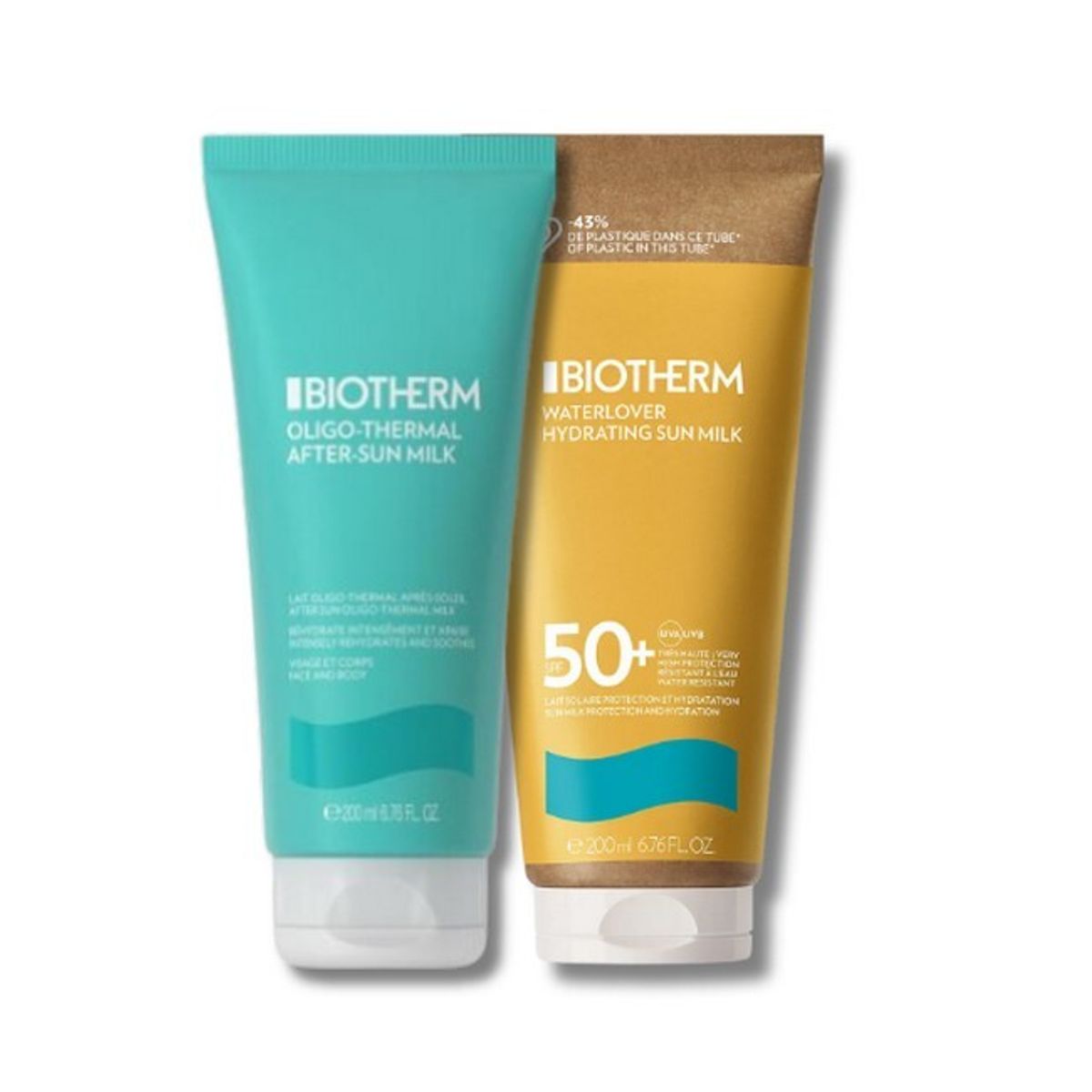 Biotherm - Waterlover Sun Milk Solcreme SPF 50 & Aftersun Pakke - 2 x 200 ml