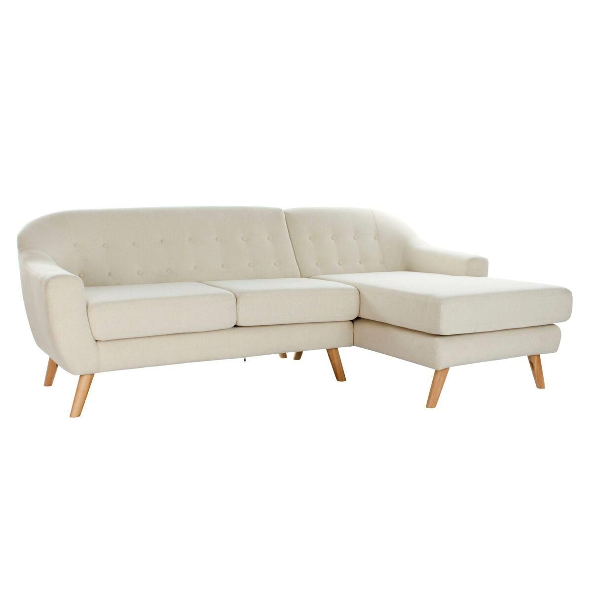 Chaiselong sofa Flødefarvet Gummitræ 226 x 144 x 84 cm