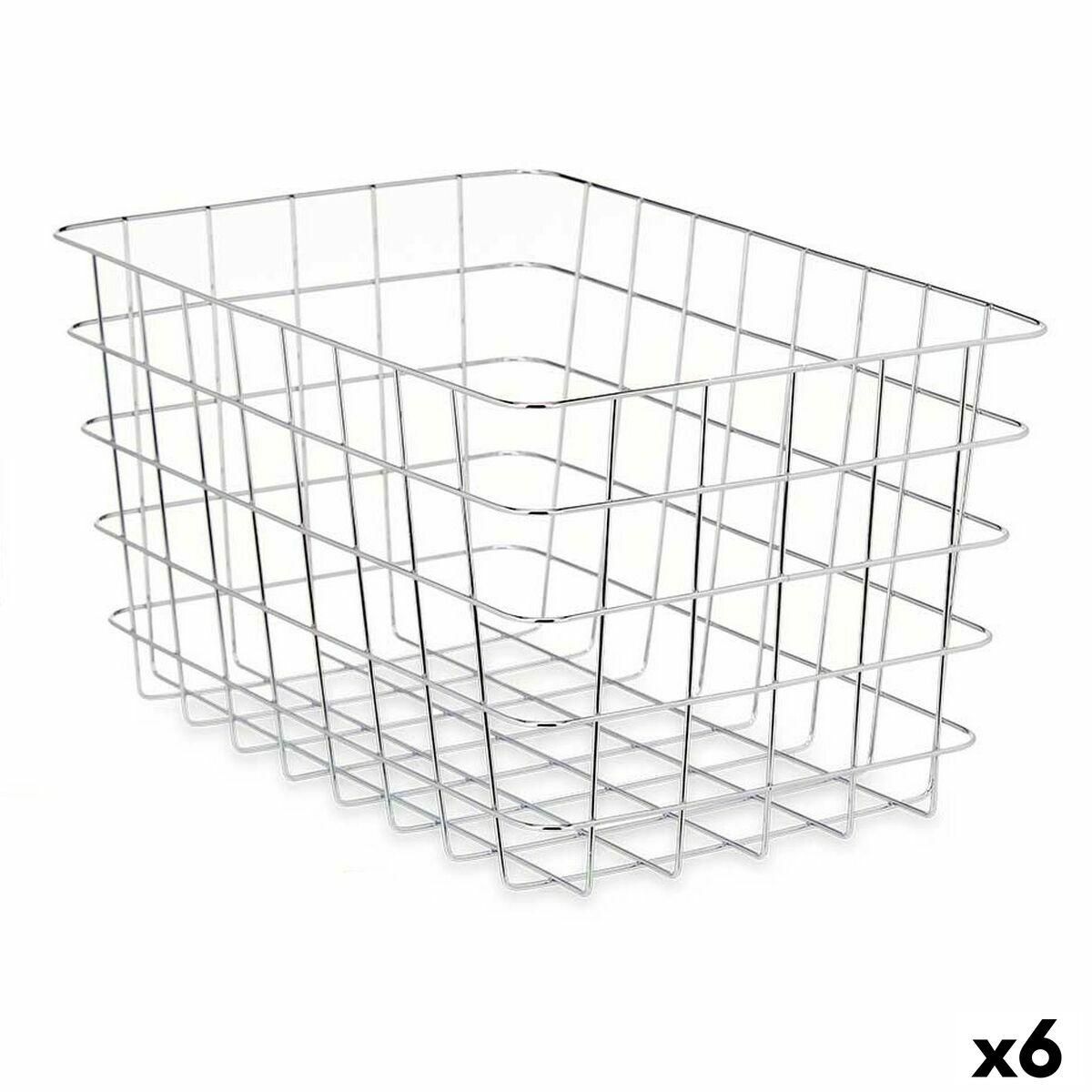 Multibrug kurv Sølvfarvet Metal 38 x 21 x 26 cm Rektangulær (6 enheder)