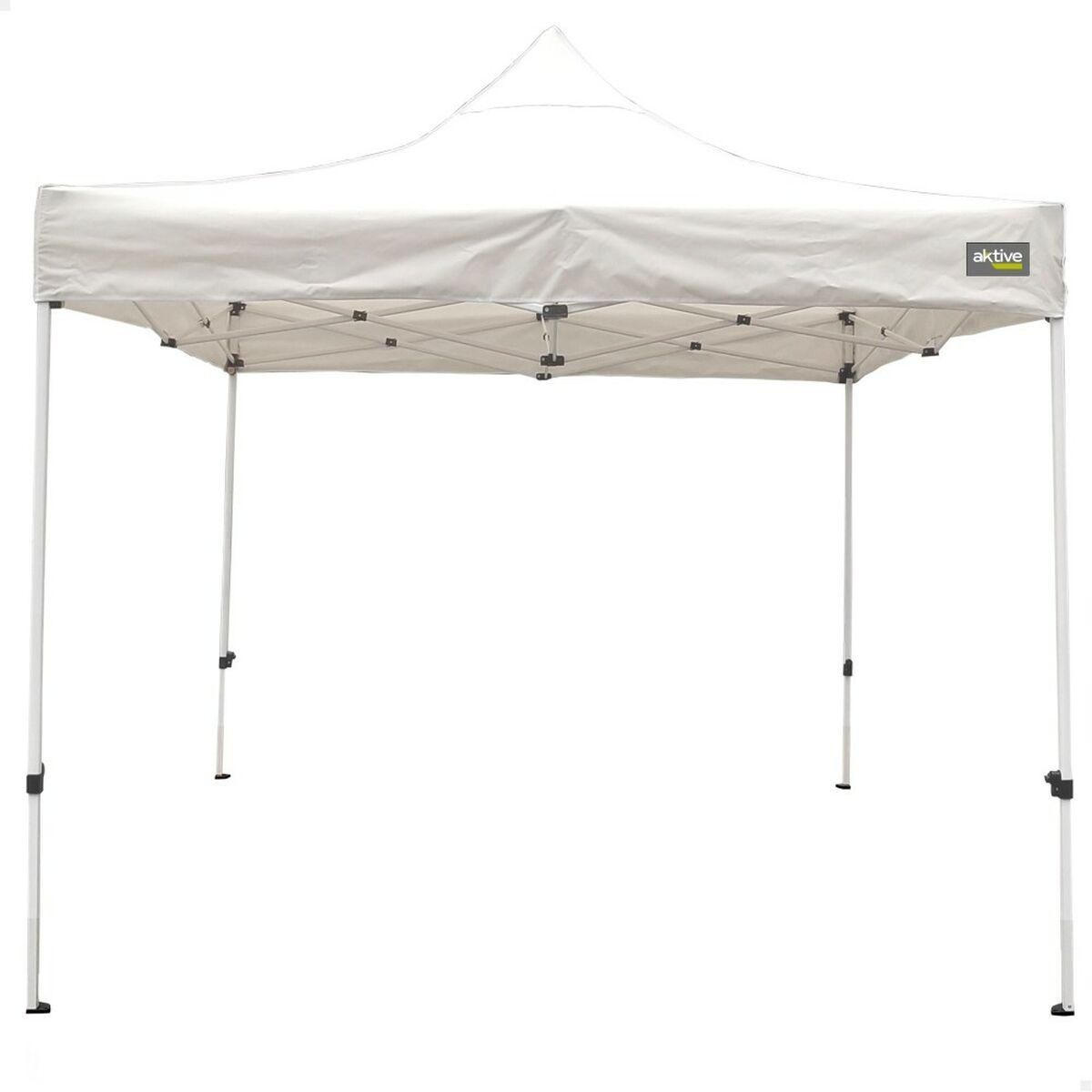 Gazebo Aktive Foldbar Justerbar højde Stål Polyester 420D Oxford Hvid 300 x 320 x 300 cm