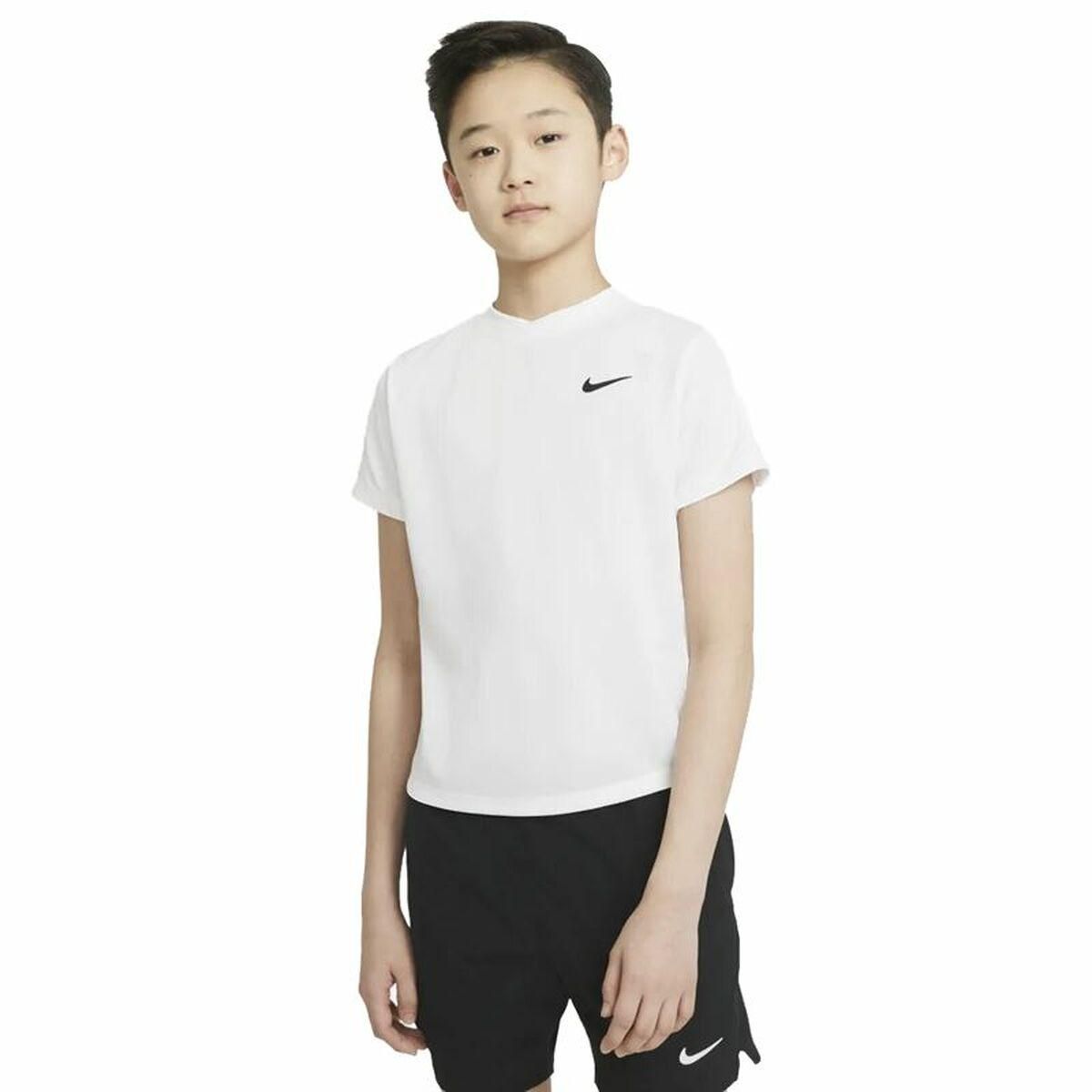 Børne Kortærmet T-shirt Nike Court Dri-FIT Victory Hvid 8-10 år