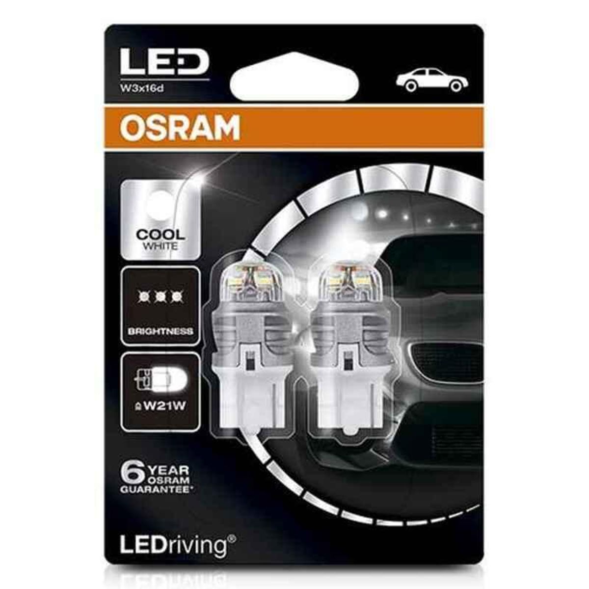 Pære til køretøj OS7905CW-02B Osram W21W 2W 12V 6000K (2 Dele)