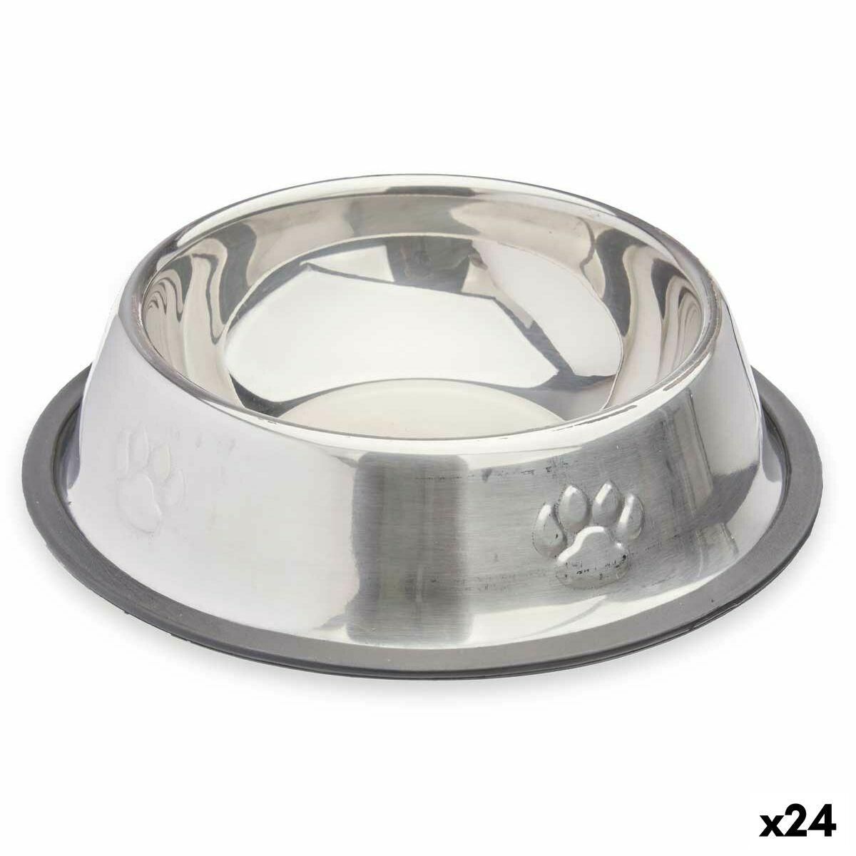 Hund Feeder Sølvfarvet Grå Gummi Metal 35 x 0,03 x 25 cm (24 enheder)