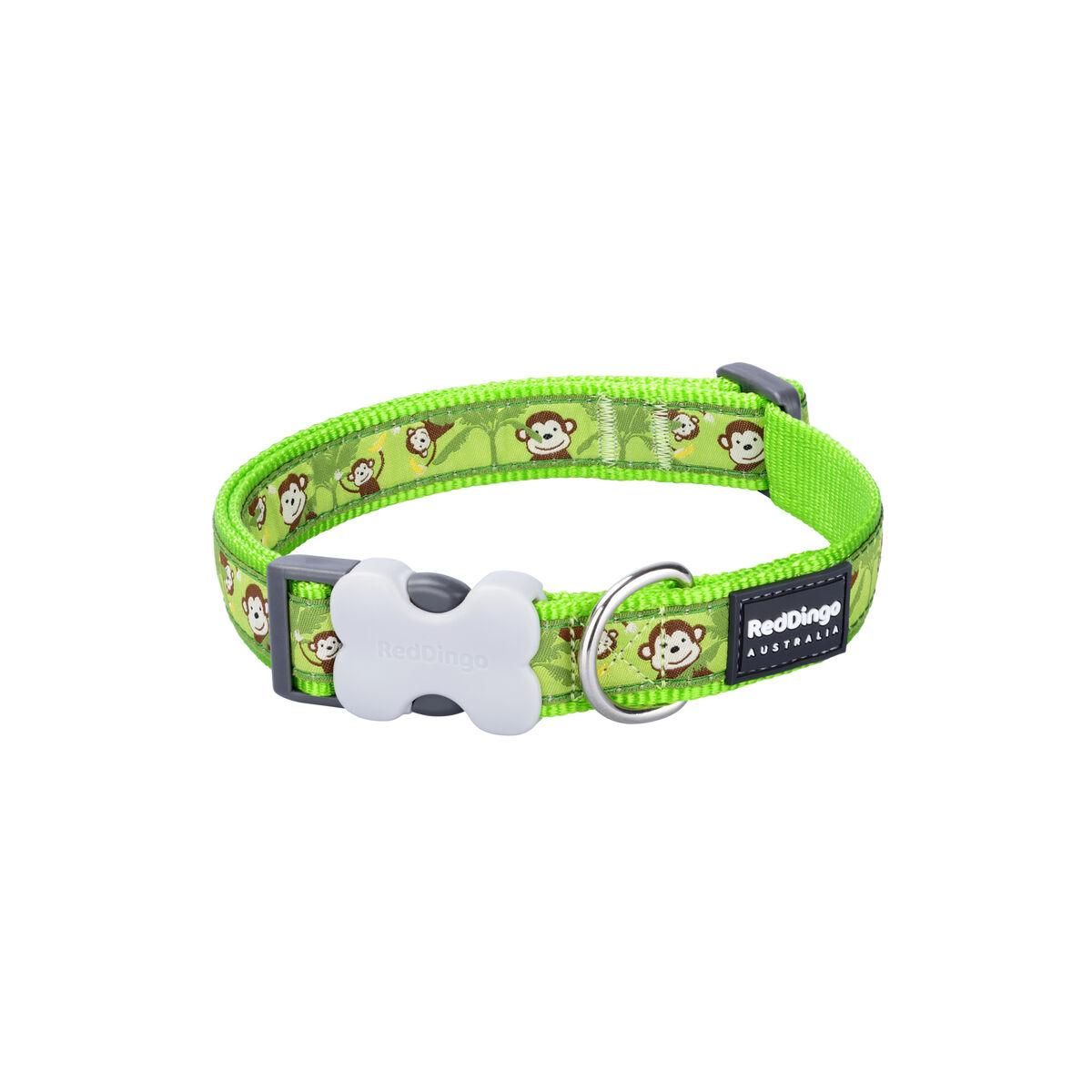 Hundehalsbånd Red Dingo STYLE MONKEY LIME GREEN 15 mm x 24-36 cm