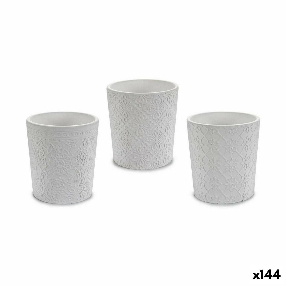 Urtepotte Mønster Hvid Keramik 12,3 x 12 x 12,3 cm (144 enheder)