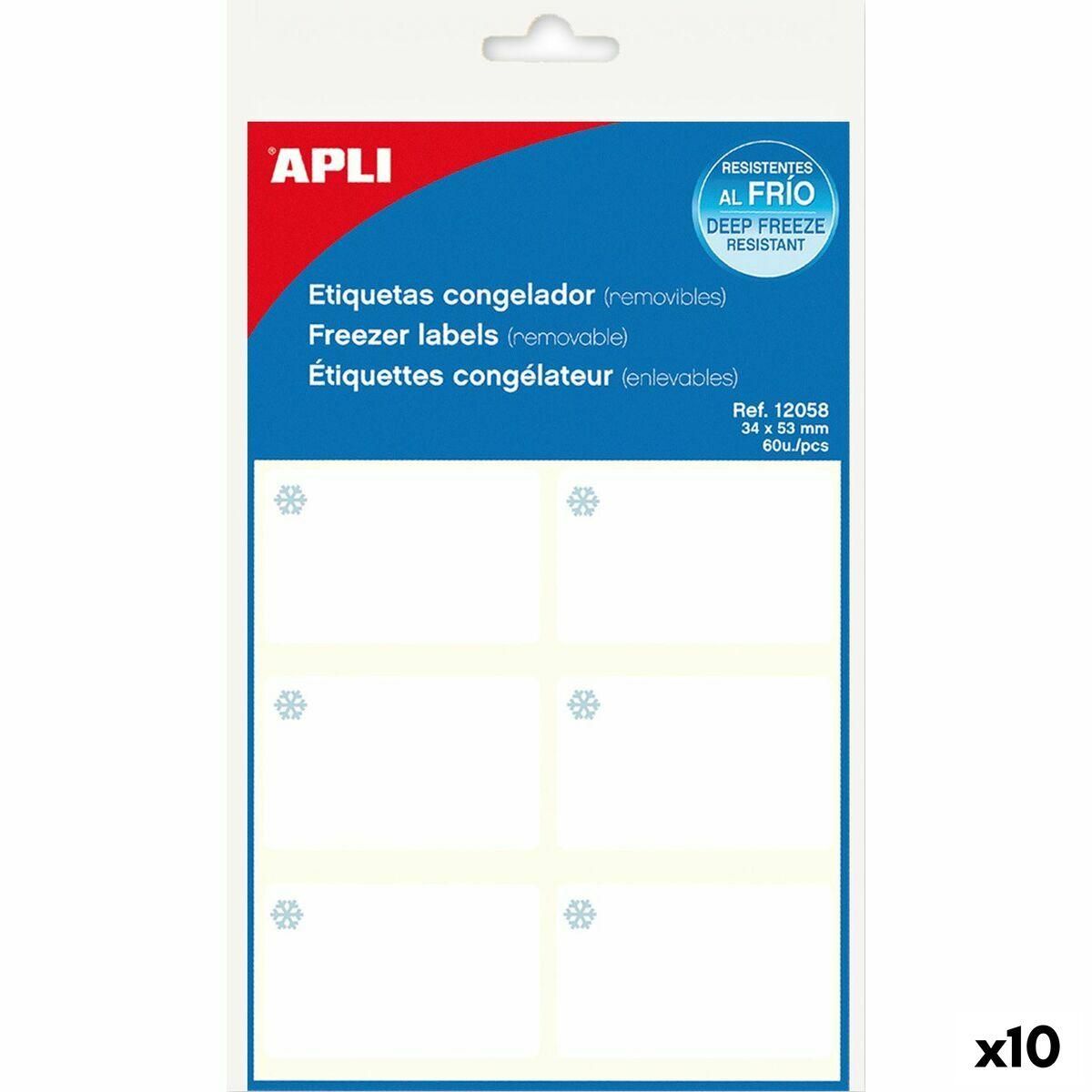 Etiketter Apli Hvid Fryser 10 Ark 34 x 53 mm (10 enheder)