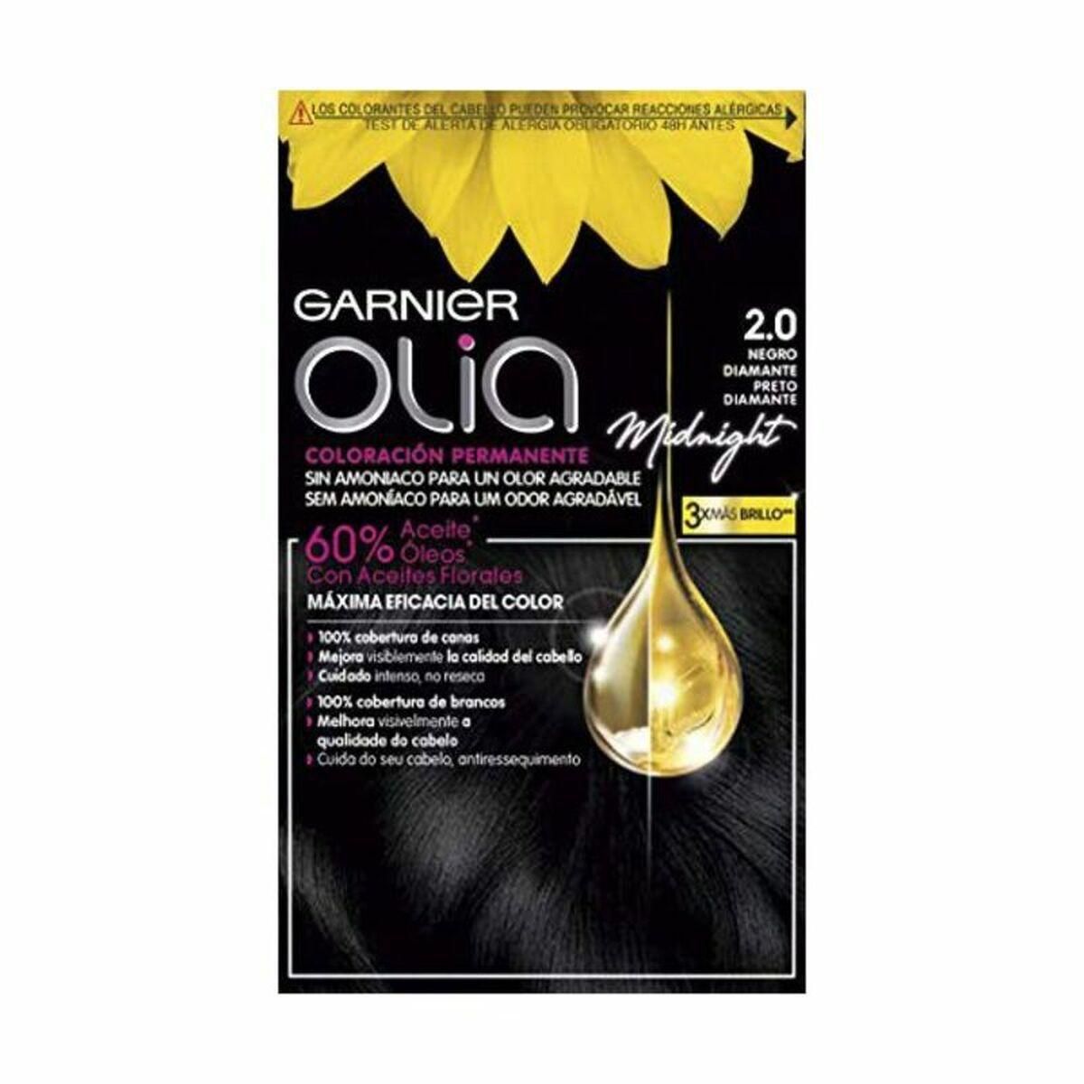 Permanent Farve Garnier Olia Uden ammoniak Nº 2.0 Black Diamond