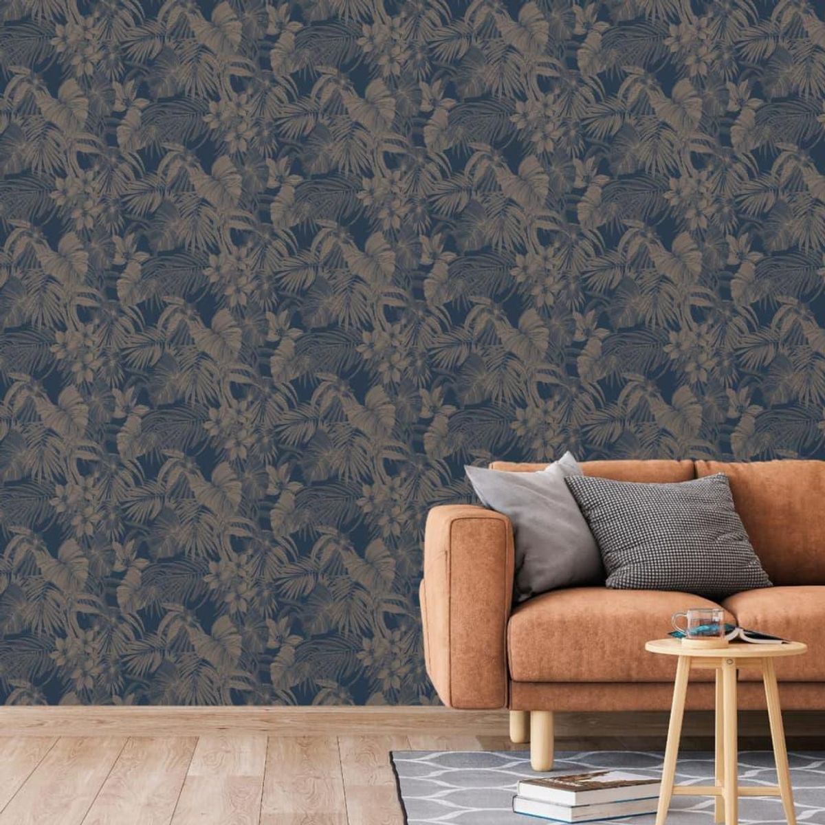 DUTCH WALLCOVERINGS tapet Joelle sølvfarvet og blå