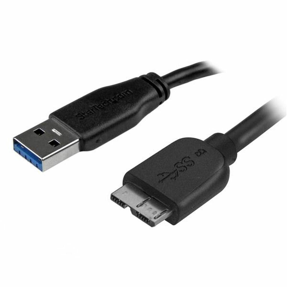 USB-kabel til micro USB Startech USB3AUB2MS Sort