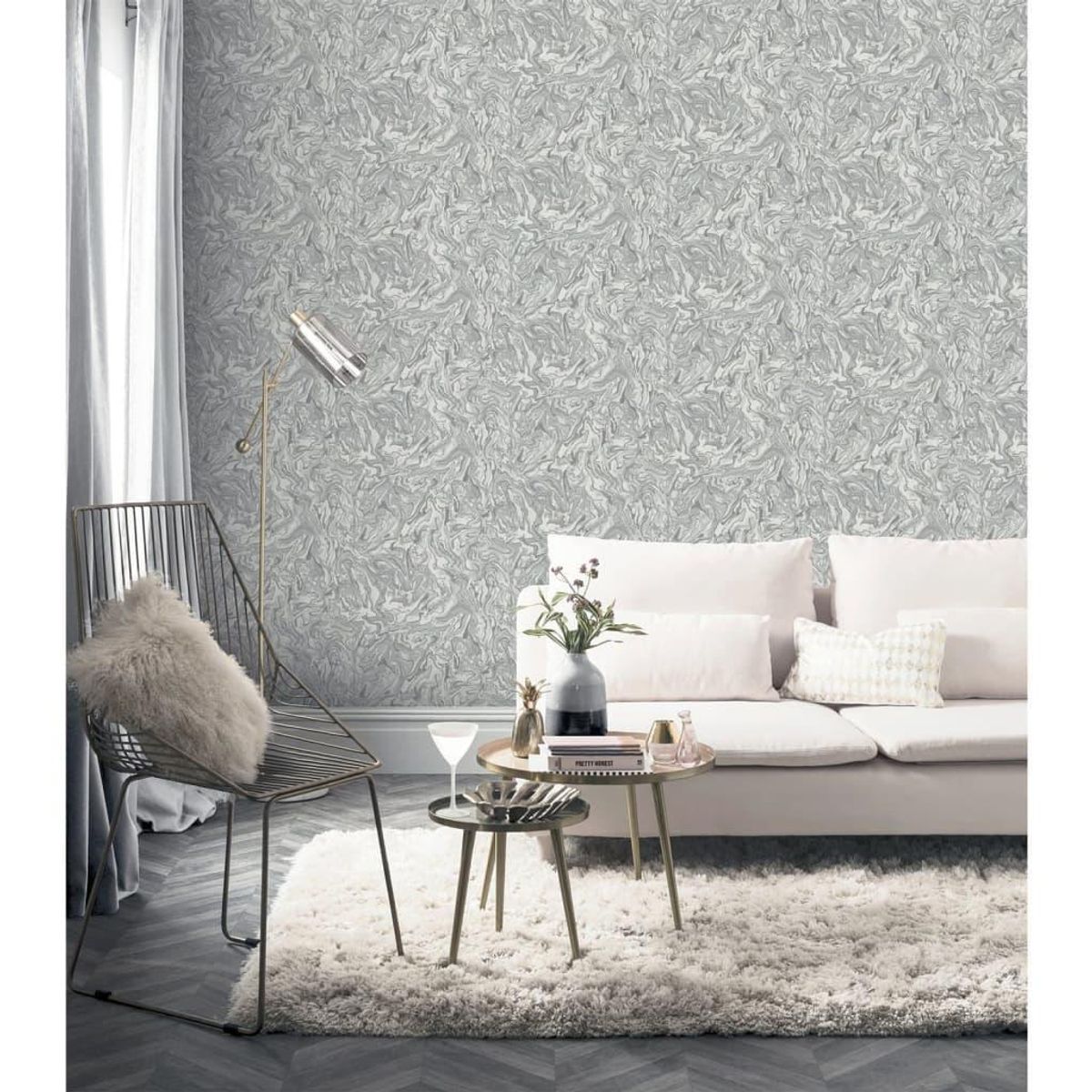 DUTCH WALLCOVERINGS tapet Liquid Marble grå