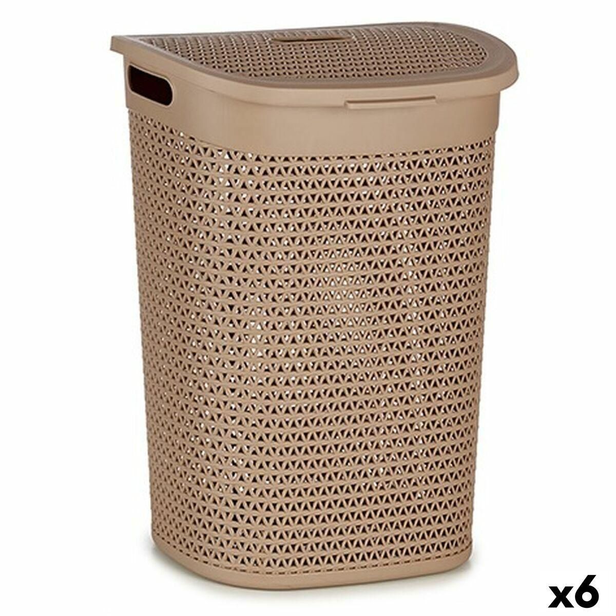 Vasketøjskurv Beige Plastik 60 L 43,5 x 57,5 x 34 cm (6 enheder)