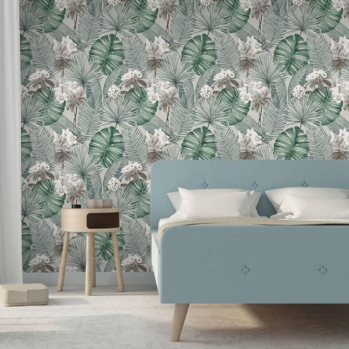 DUTCH WALLCOVERINGS tapet Eden grå og lysegrøn