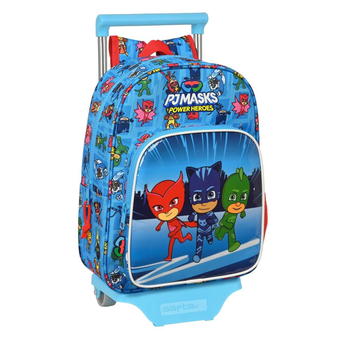 Skolerygsæk med Hjul PJ Masks 26 x 34 x 11 cm Blå