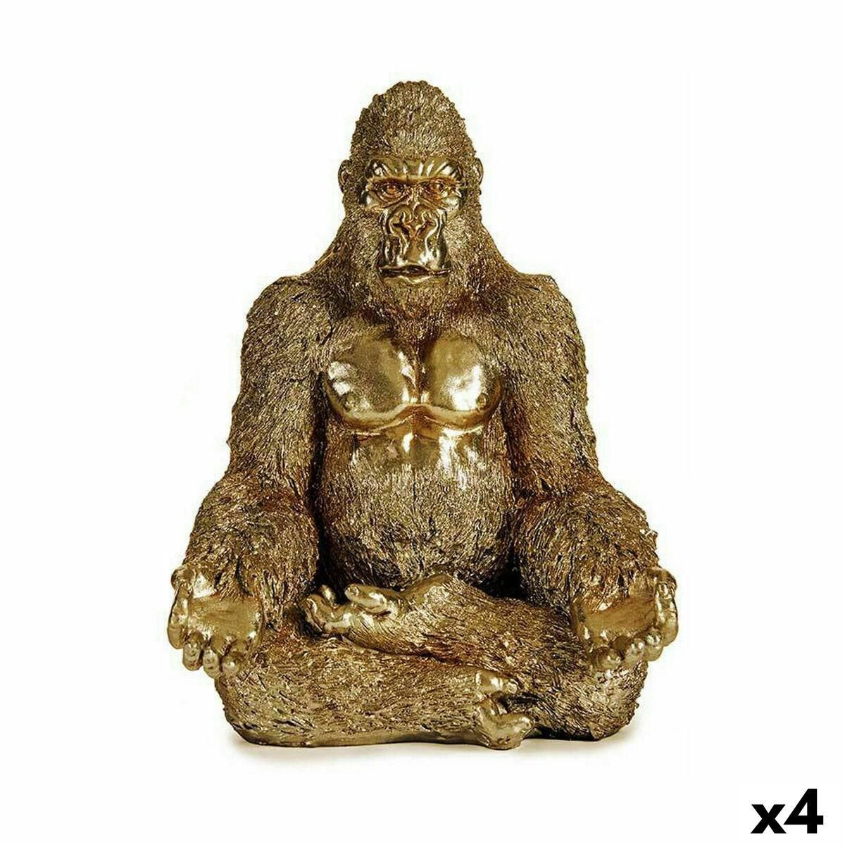 Dekorativ figur Gorilla Yoga Gylden 19 x 26,5 x 22 cm (4 enheder)