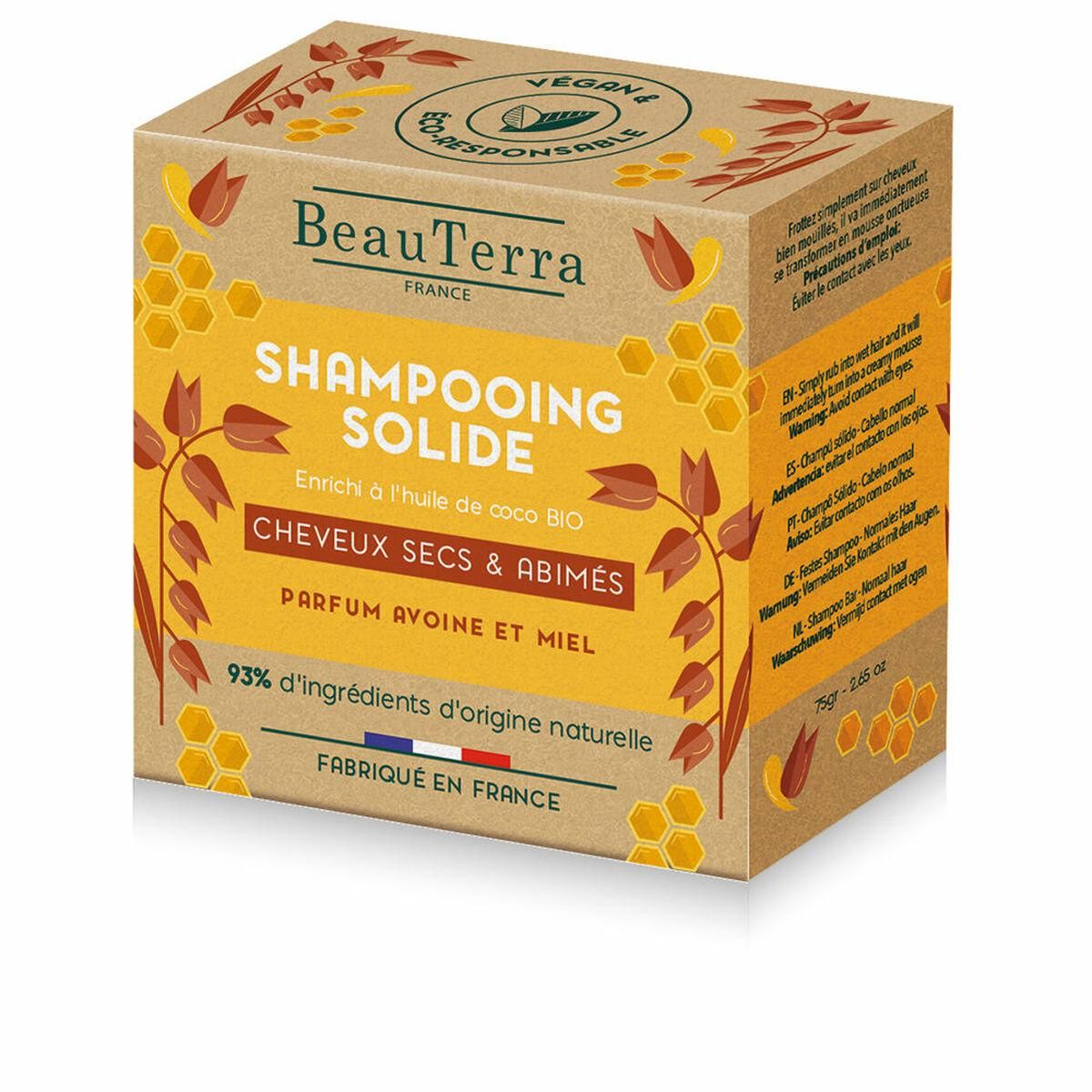 Shampoo Bar Beauterra Solide Honning Havregryn 75 g