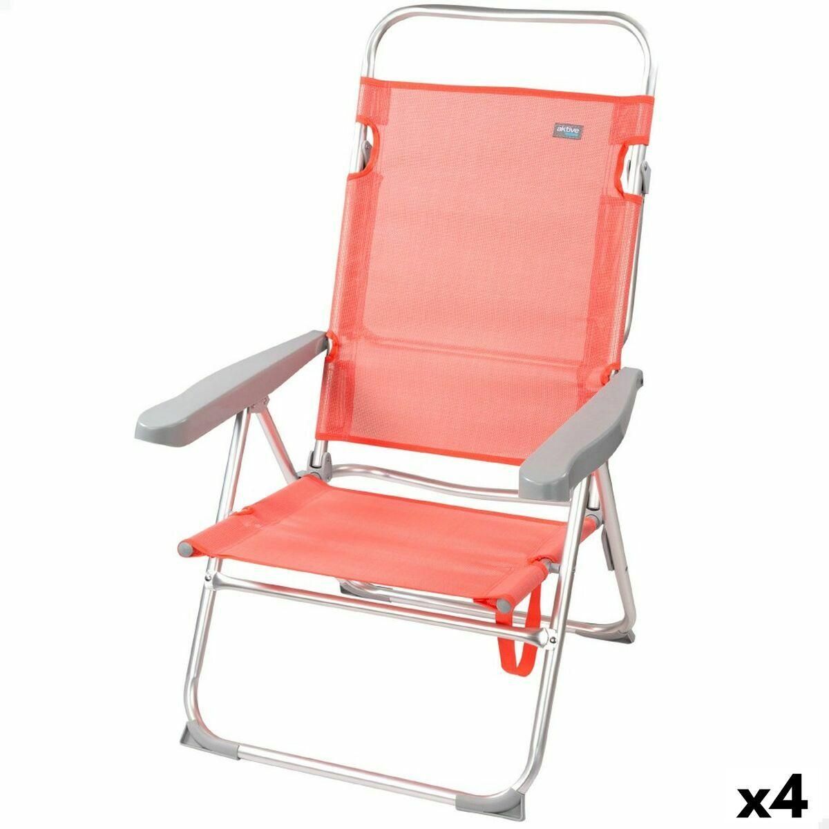 Polstrede Campingstol Aktive Flamingo Koral 48 x 99 x 57 cm (4 enheder)