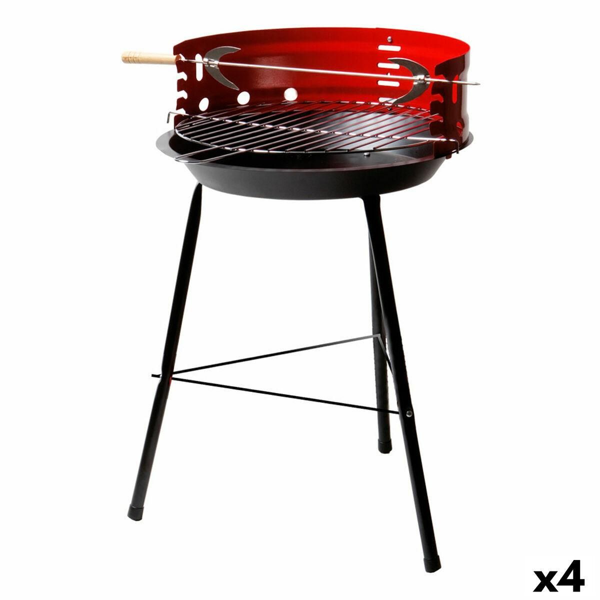 Havegrill Transportabel Aktive Træ Jern 37,5 x 70 x 38,5 cm (4 enheder) Rød