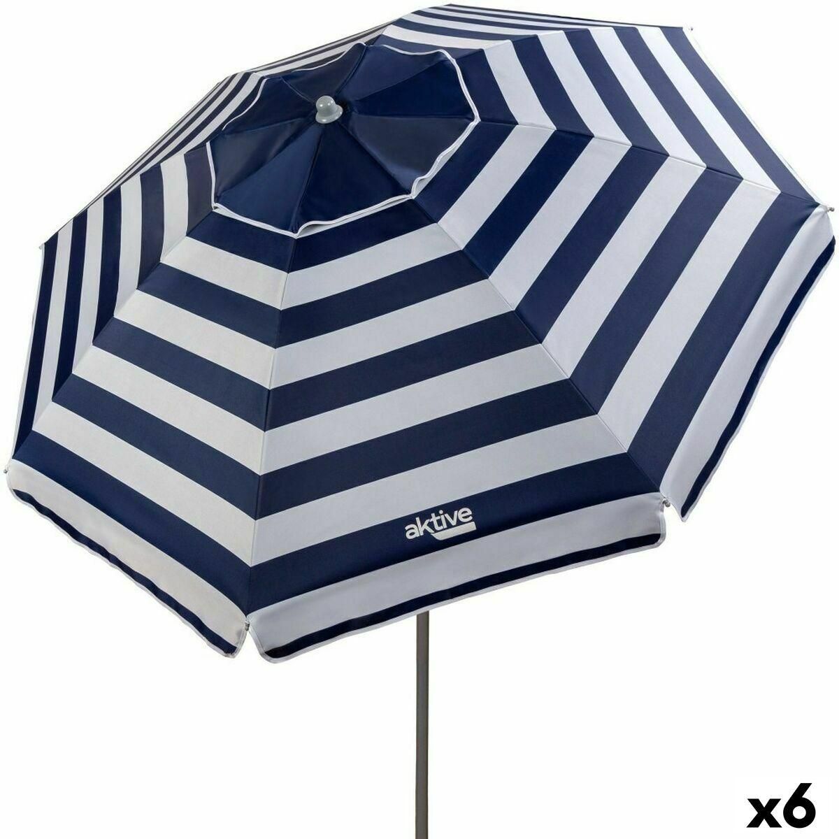 Parasol Aktive Blå/hvid 200 x 200 x 200 cm Stål Oxford-stof (6 enheder)