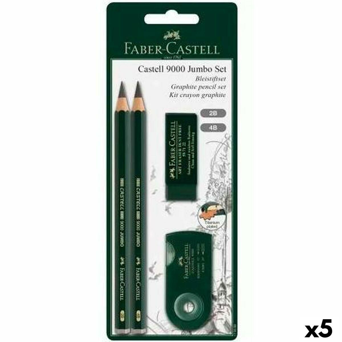 Sæt med Blyanter Faber-Castell Sort (5 enheder)