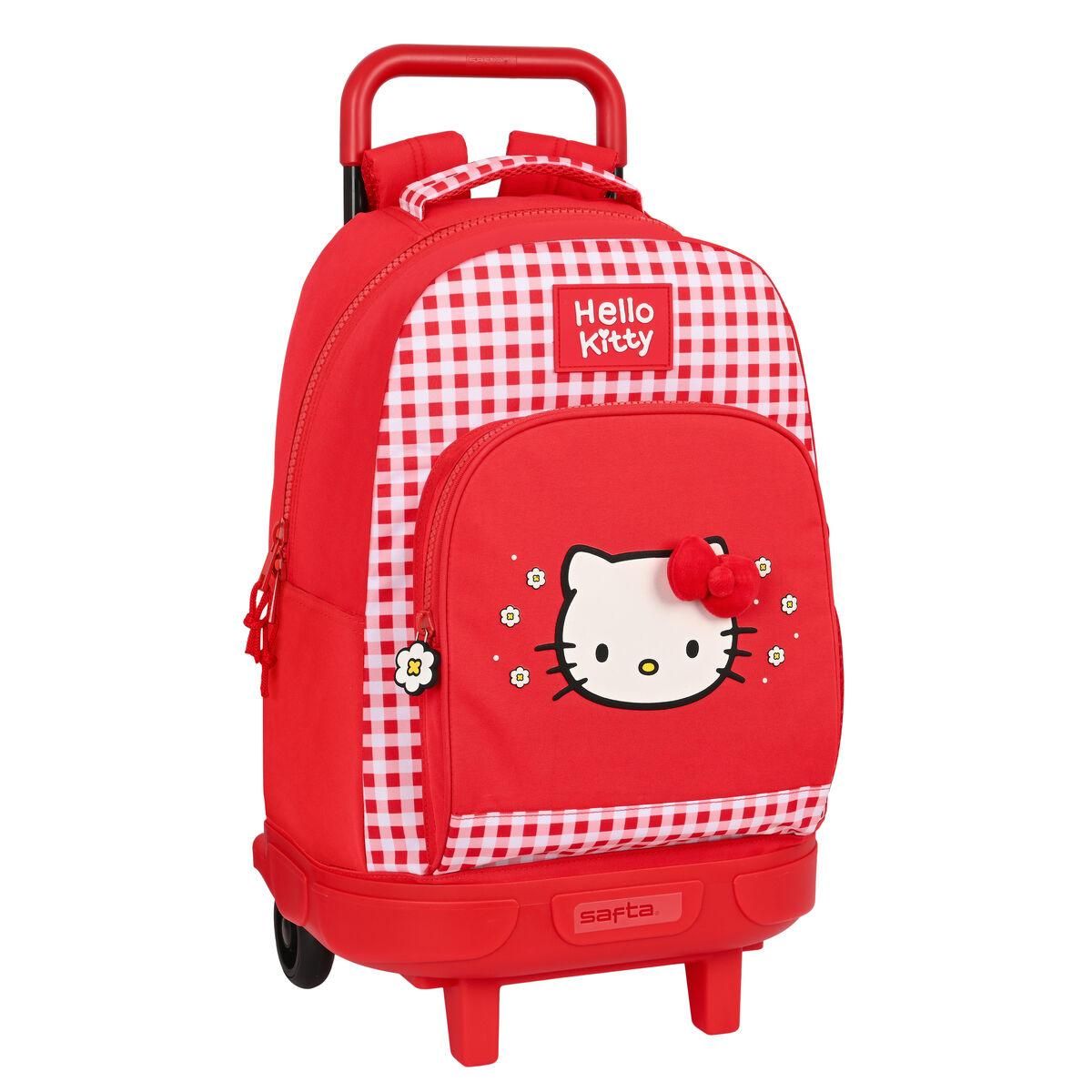 Skolerygsæk med Hjul Hello Kitty Spring Rød 33 X 45 X 22 cm