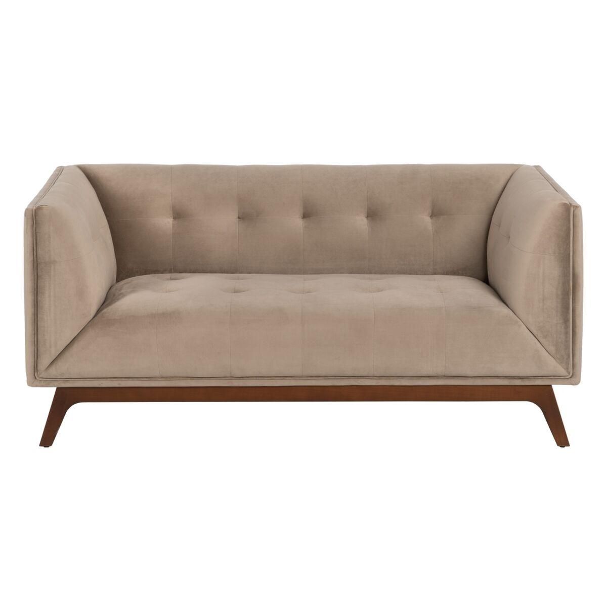 Sofa 156 x 81 x 72 cm Champagne Syntetisk stof Træ Fløjl