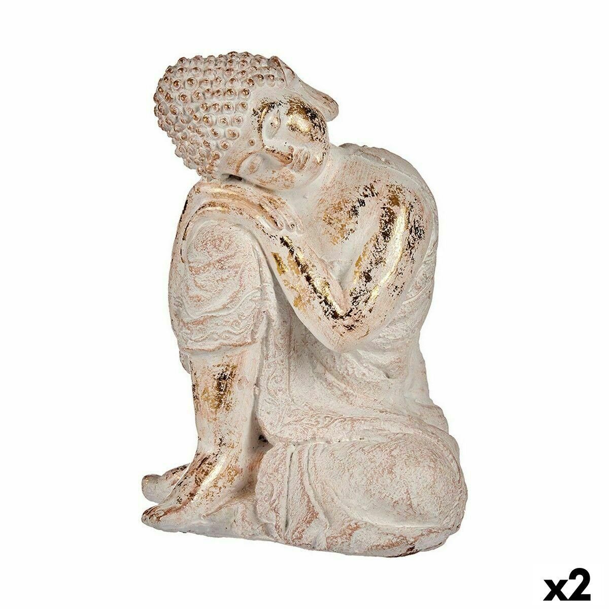 Dekorativ havefigur Buddha Polyesterharpisk 23 x 33 x 26 cm (2 enheder)