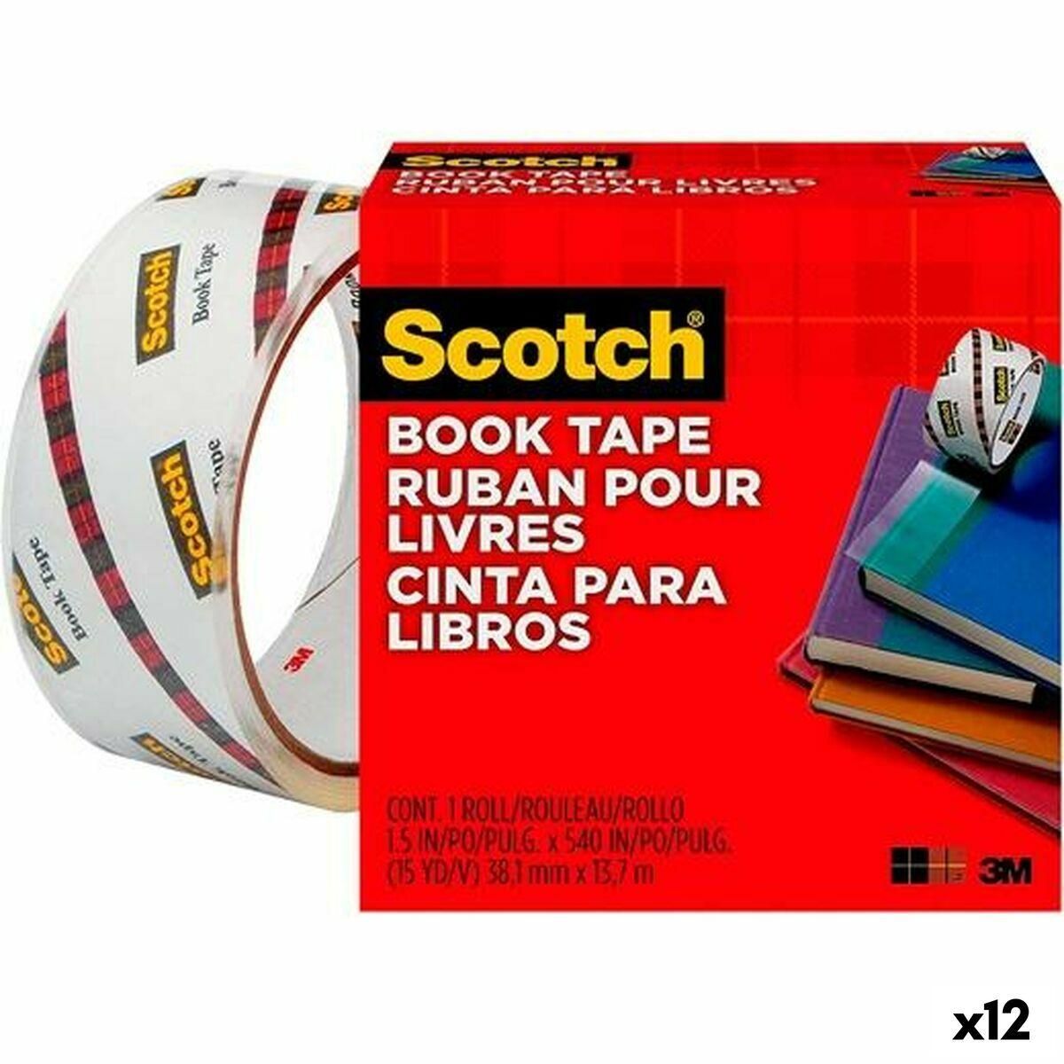 Selvklæbende bånd Scotch 38,1 mm x 13,7 m Gennemsigtig polypropylen (12 enheder)