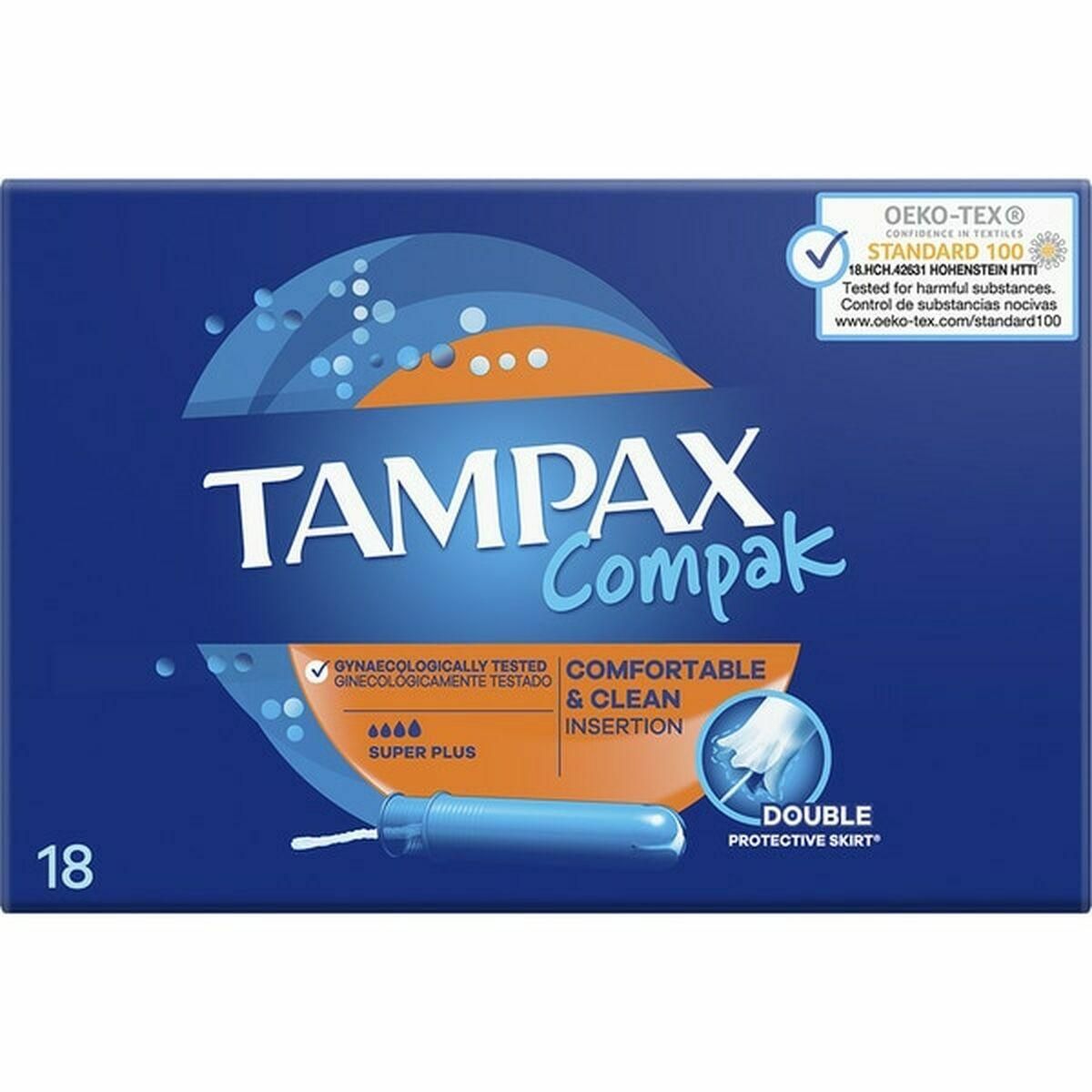 Super Plus Tampon Tampax Tampax Compak Applikator 18 enheder