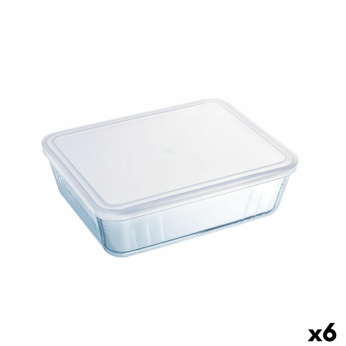 Rektangulær madkasse med Låg Pyrex Cook & Freeze 25 x 20 cm Gennemsigtig Silikone Glas 2,6 L (6 enheder)