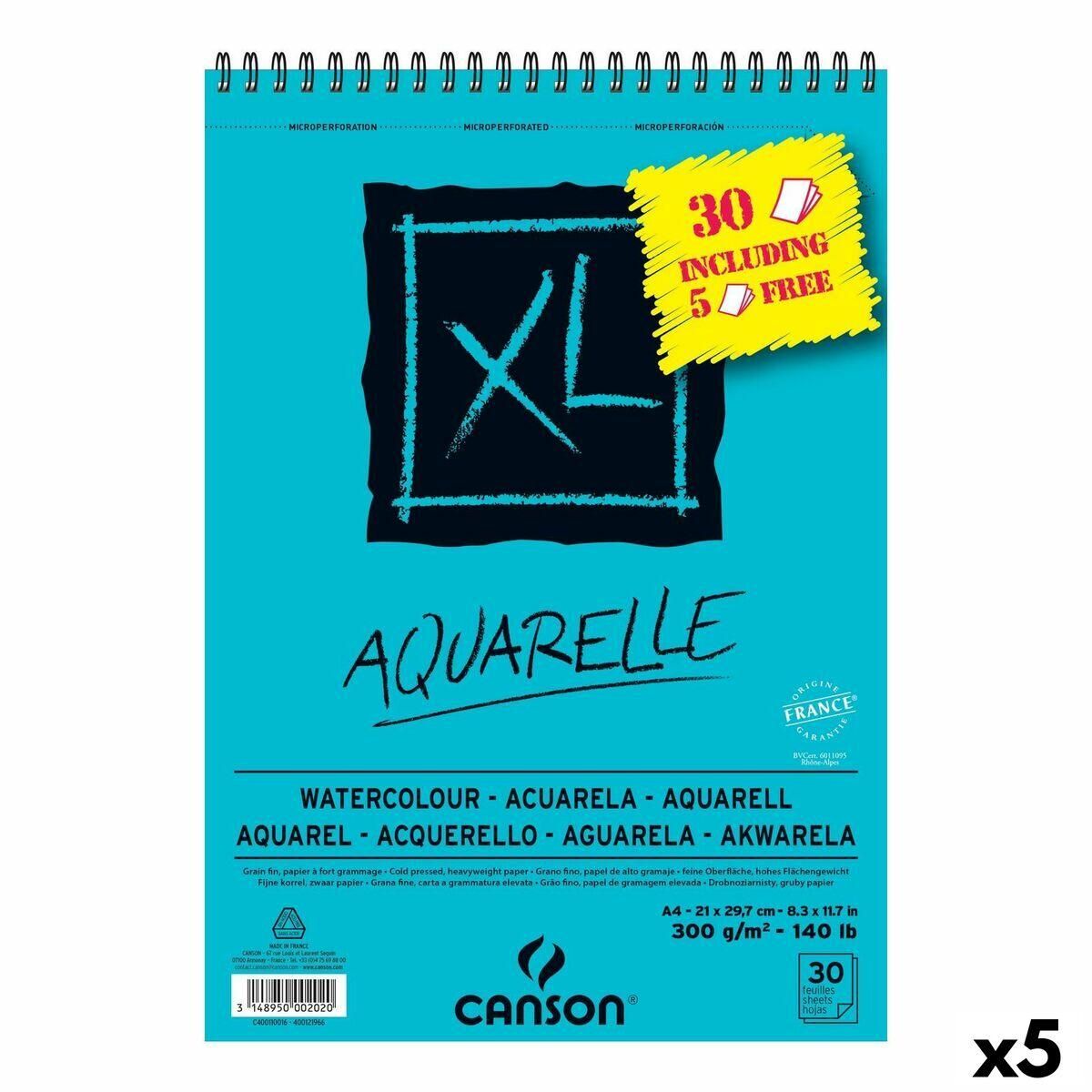 Tegneblok Canson AQUARELLE XL 21 x 29,7 cm 5 enheder 30 Ark 300 g/m² 210 x 297 mm