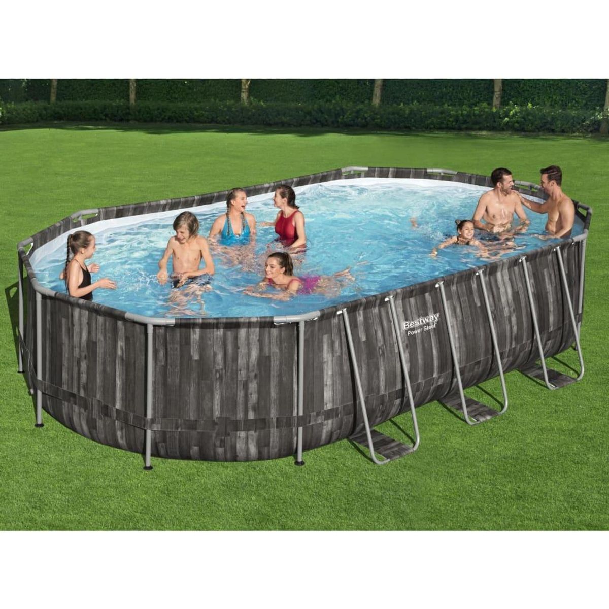 Power Steel swimmingpoolsæt 488x305x107 cm oval