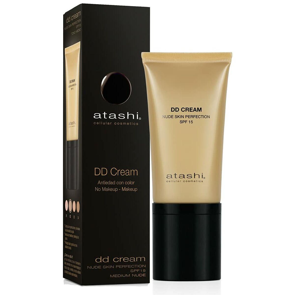 Solbeskyttelse med farve Atashi PT0905ES0007 DD Creme Spf 15 Medium 50 ml