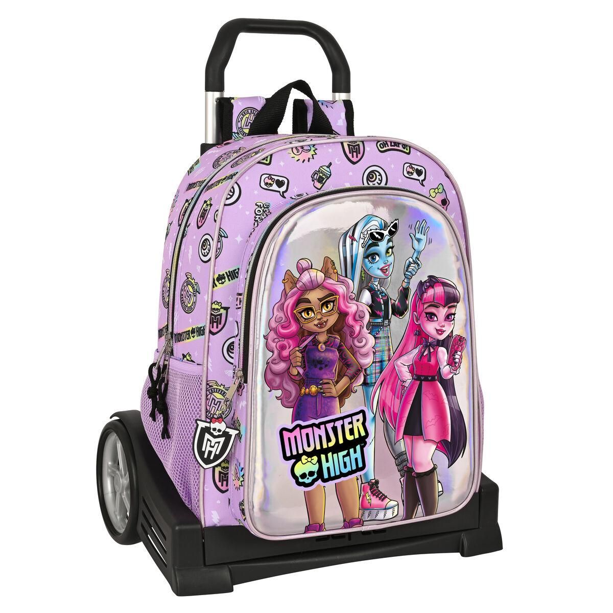 Skolerygsæk med Hjul Monster High Best boos Syren 33 x 42 x 14 cm