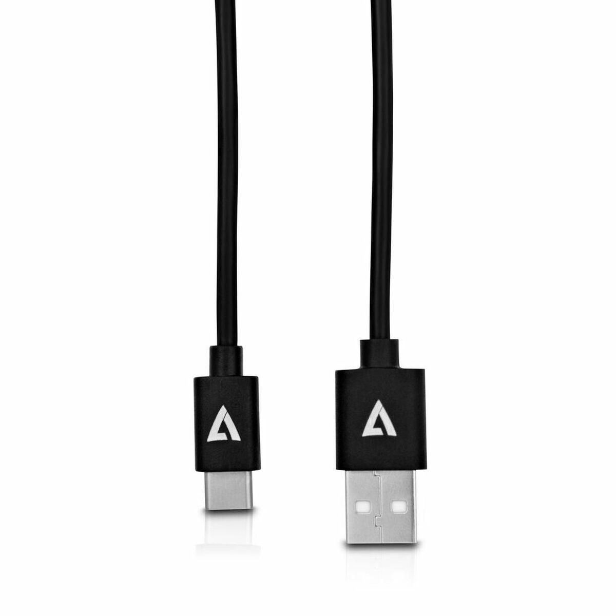 USB A til USB C-kabel V7 V7U2AC-2M-BLK-1E Sort