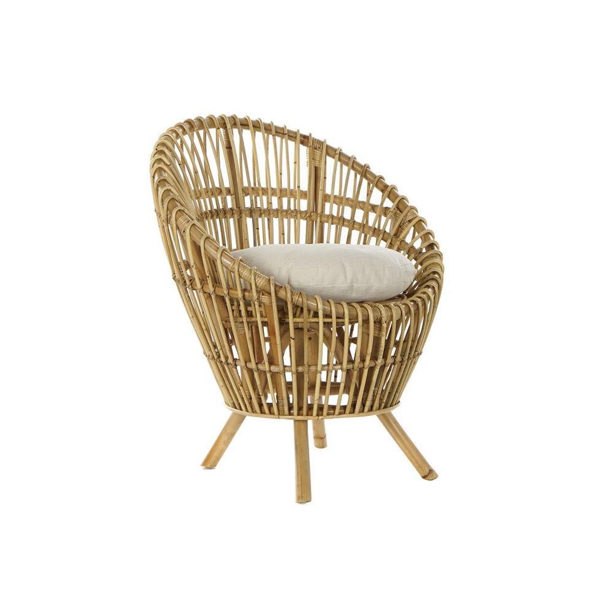 Lænestol 8424001750092 Natur Bomuld Hvid Rattan (74 x 67 x 85 cm)