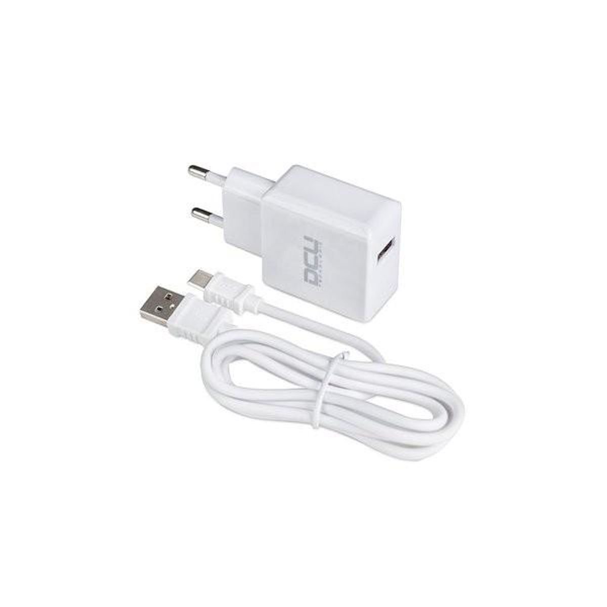 Vægoplader + USB A til USB C-kabel DCU 66826 Hvid (1 m)