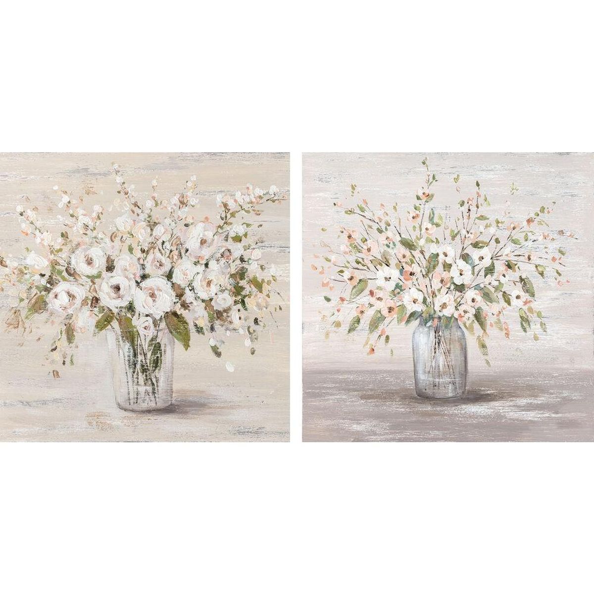 Maleri 90 x 2,4 x 90 cm Vase Shabby Chic (2 enheder)