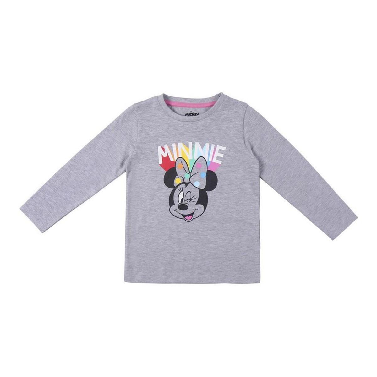 Langærmet T-shirt til Børn Minnie Mouse Grå 4 år